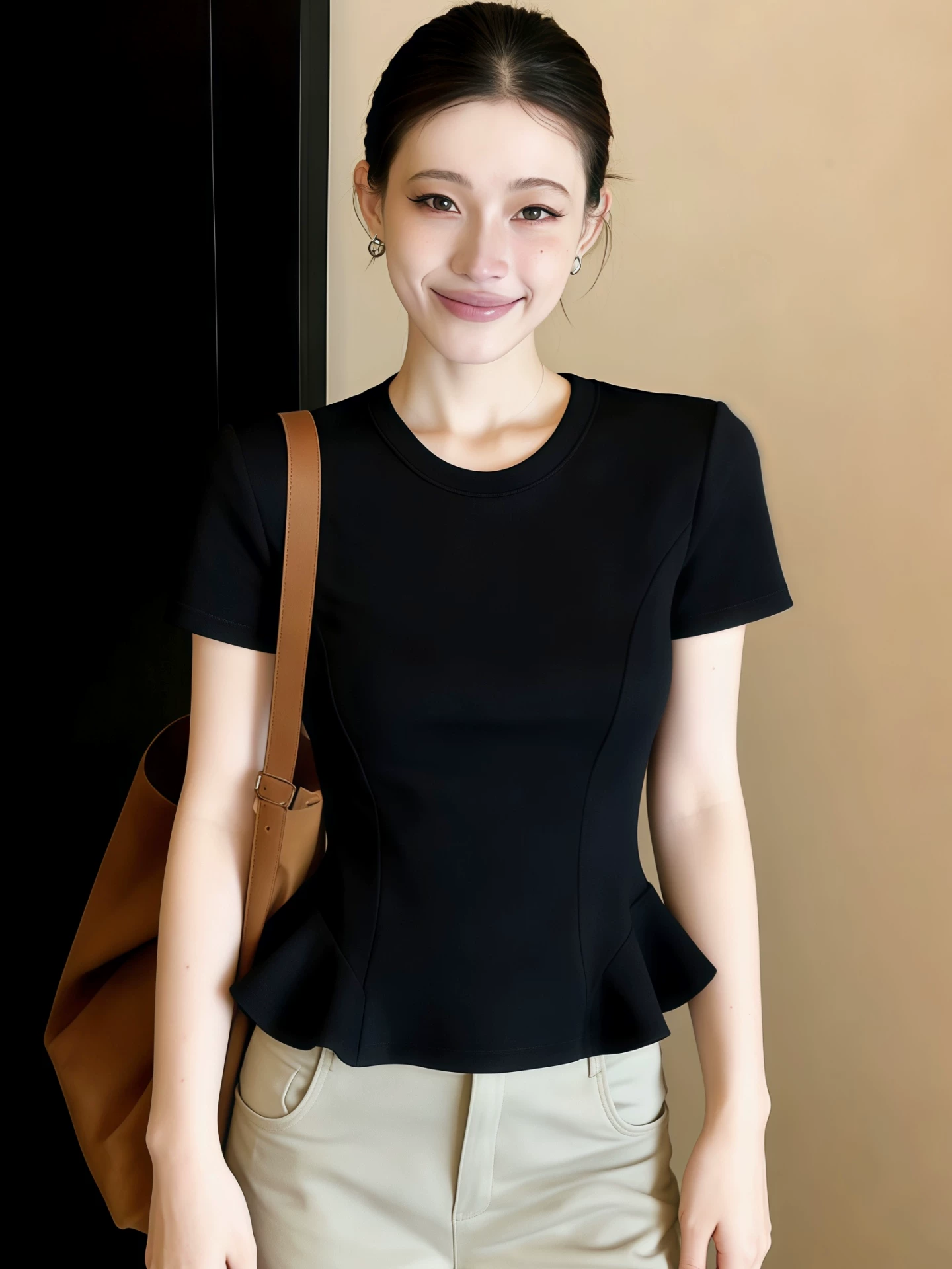 2026新款纯欲风辣妹圆领百搭下摆花边修身短袖T恤女洋气减龄上衣
