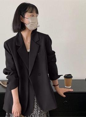 韩国BORA│2026春秋设计感韩系黑西服气质感灰色休闲小西装外套女