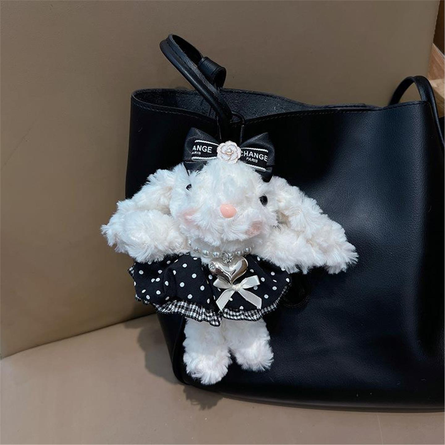 韩国BORA│卡通发圈裙毛绒垂耳兔公仔挂件钥匙扣可爱兔子书包挂饰