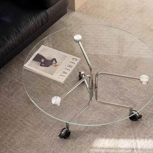 实木茶几可移动不锈钢