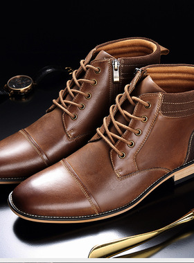 Retro Martin Boots Men  Genuine Leather Ankle Boots 牛皮男靴