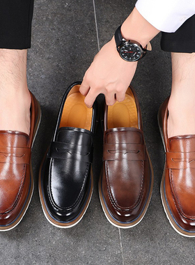 Lightweight Casual Loafers Men Retro Leather Shoes 乐福鞋男