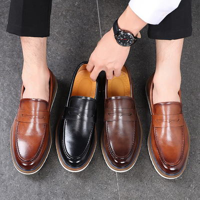 Lightweight Casual Loafers Men Retro Leather Shoes 乐福鞋男