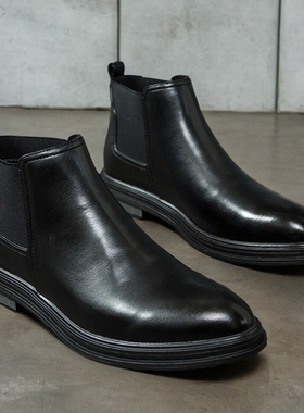 尖头切尔西靴子男 Ankle Chelsea Boots For Men Leather Shoes