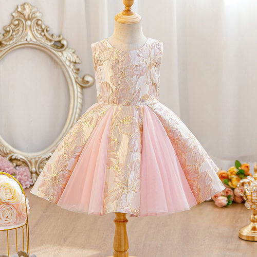 Sleeveless Jacquard Princess Dress Sweet Girl Formal Dress