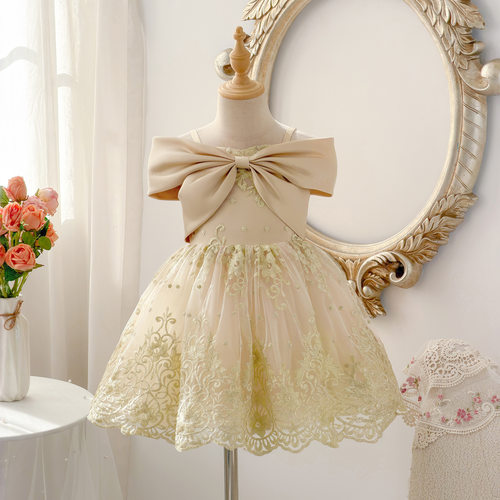 Champagne Princess Dress Elegant Baby Girls Evening Gown