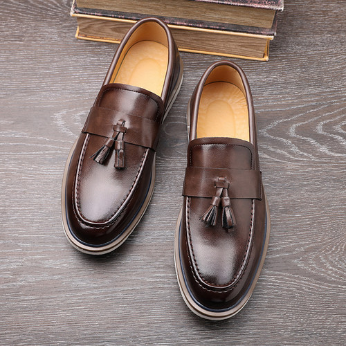 Men's Retro Loafers Distressed Leather Casual Driving Shoes