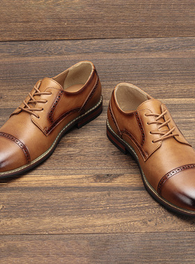 Men Casual Derby Business Shoes Non-Slip Leather Formal Shoe