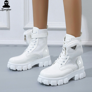 Ladies Shoes Female Autumn Pocket Thick Bottom Ankle Boots