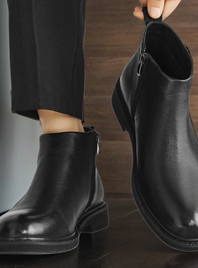 Leather Shoes Chelsea Men Trendy British Style Martin Boots