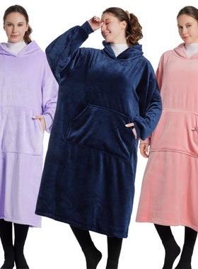 Hooded Fleece Wearable Blanket Outdoor Sleepwear Robe 御寒服