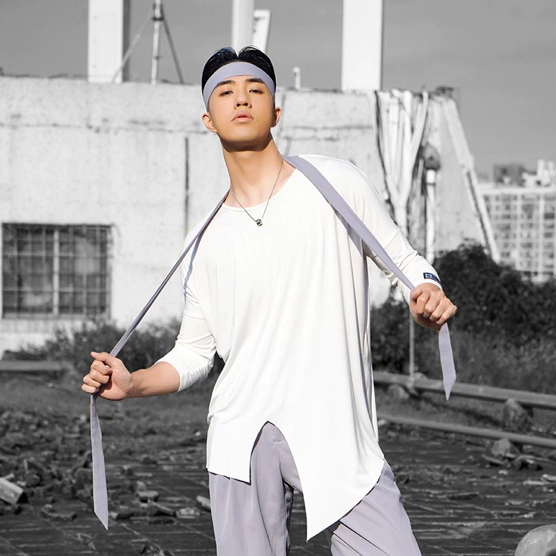 皇朝 拉丁舞服T恤上衣男生练功服男士舞蹈训练服黑色 白色L180601