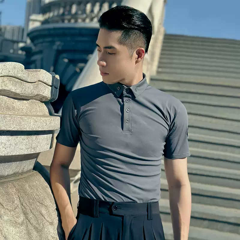 皇朝摩登舞服装上衣男士夏季短袖国标舞衣交谊舞蹈练功服BMA1325