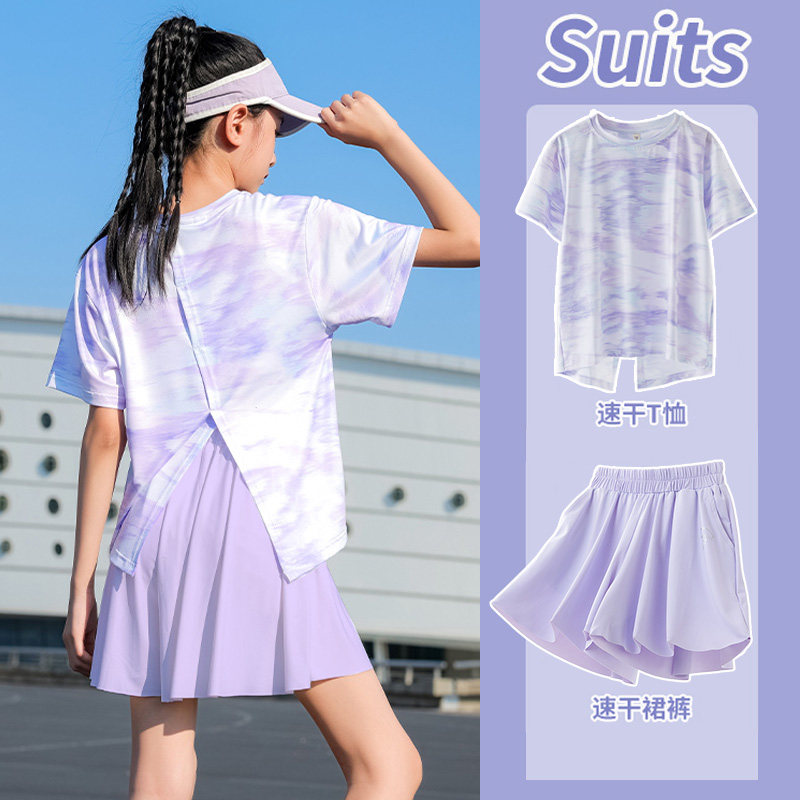 女童速干套装儿童夏季冰丝短袖短裤运动服女大童薄款2026新款夏装
