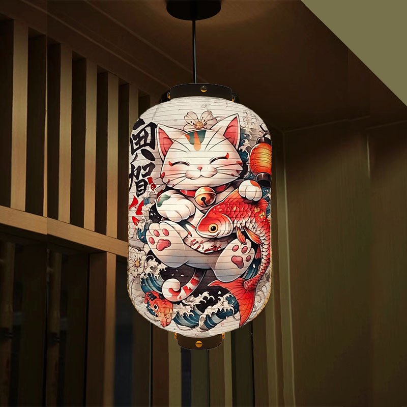 新款发光日式室内招财猫灯笼