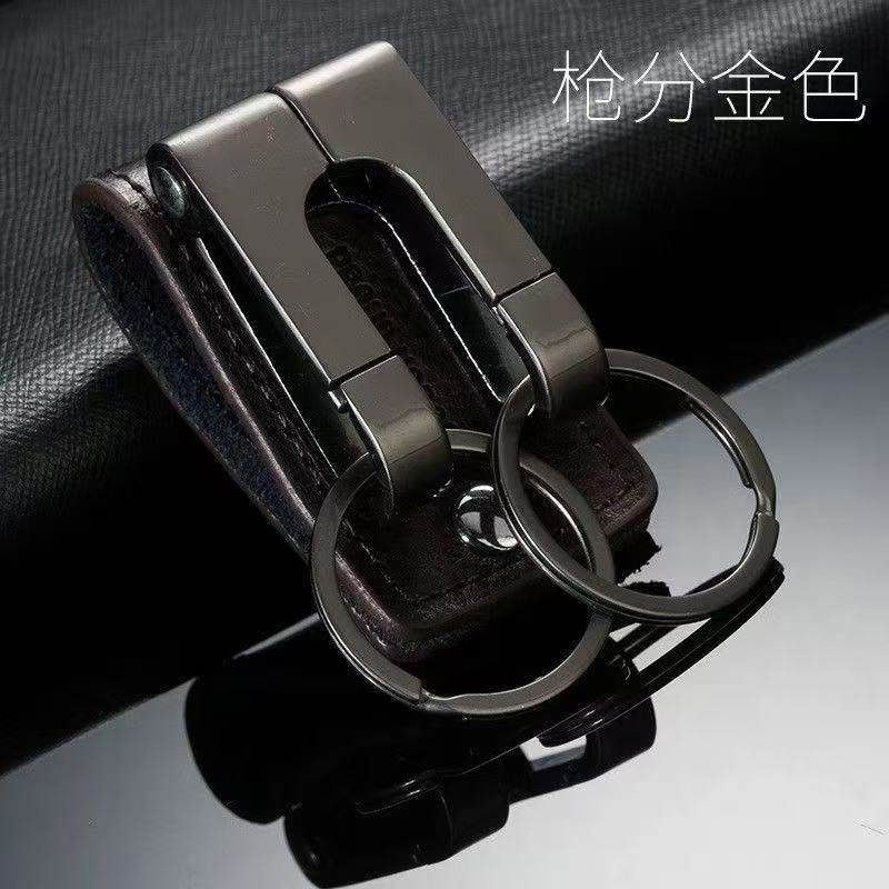 傲玛男士时尚简约真牛皮耐用腰挂钥匙扣