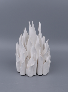 简约意式原创手工陶瓷火焰创意摆件样板间台面手工陶瓷花蕾装饰品