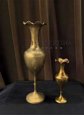 陈设品装饰摆件花瓶黄铜复古风
