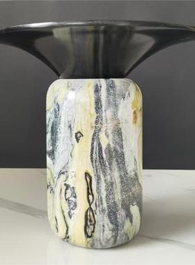 现代简约天然大理石创意花器摆件样板间售楼处高端石材几何花瓶