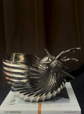 复古风中古风印度进口异形金属贝壳果盘样板间售楼处少众果盘摆设