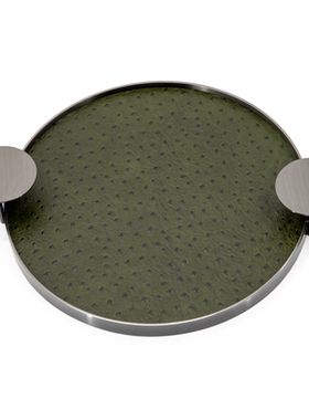 不锈钢+皮革现代简约客厅托盘