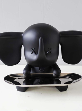 现代轻奢简约创意小飞象高档托盘摆件入户玄关钥匙收纳盘装饰品