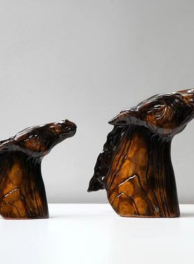 中古风复古风原创马头艺术摆件样板间售楼处少众马头雕塑装饰品