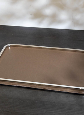 现代简约轻奢不锈钢皮革托盘样板间茶几台面金属收纳盘装饰品摆设