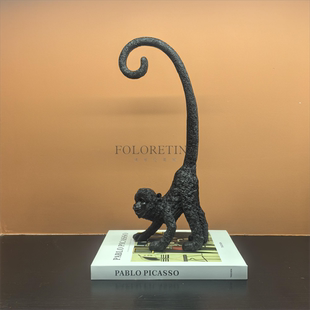 中古风侘寂风长尾猴子摆件样板间售楼处千里马摆设台面动物装饰品