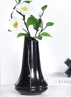 现代轻奢简约天然大理石几何花器样板间售楼处客厅花瓶装饰品摆设