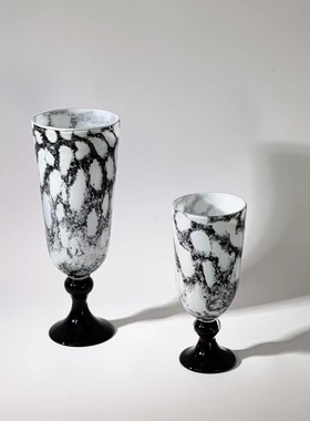 中古风手工艺术玻璃几何创意花器复古风样板间客厅疏离花瓶装饰品