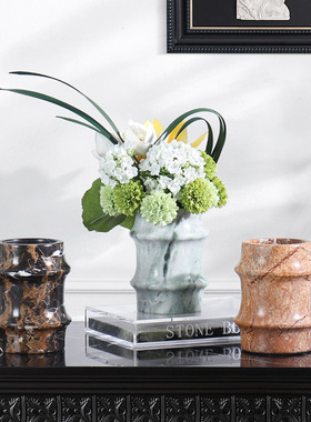 现代简约天然大理石几何创意花器样板间售楼处花瓶软装饰品摆设