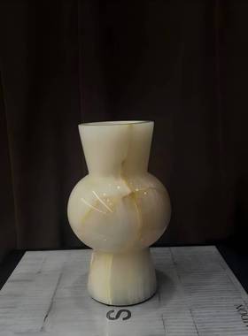 中古风天然玉石花瓶摆件样板间售楼处书房小众香薰高端装饰品摆件