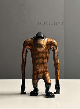 简约意式极简金属铸造金刚猴子猩猩创意样板间售楼处高端动物摆件