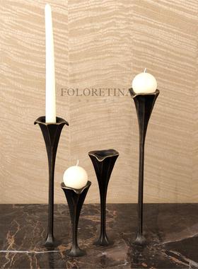 简约意式金属几何创意烛台摆件镂空球装饰品样板间小雕塑原创摆设