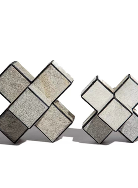 现代轻奢简约创意马毛魔方装饰品摆件样板间书房卧室茶几原创摆设