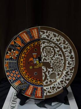 中古风复古风小众陶瓷装饰摆盘创意摆件样板间售楼处原创摆盘摆设