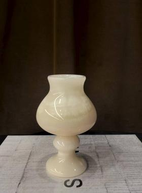 中古风天然冰玉创意蜡烛香薰摆件复古风少众石材花器装饰品摆设