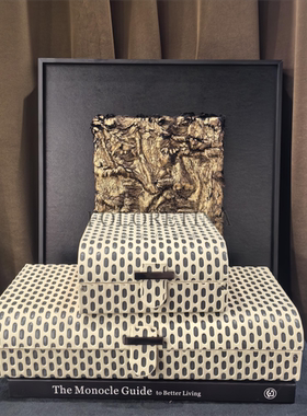 现代轻奢简约羊巴皮高端原创首饰盒样板间售楼处桌面皮革收纳盒