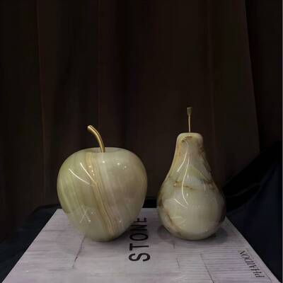 天然玉石苹果摆件样板间售楼处客厅茶几小众玉石苹果装饰品摆件