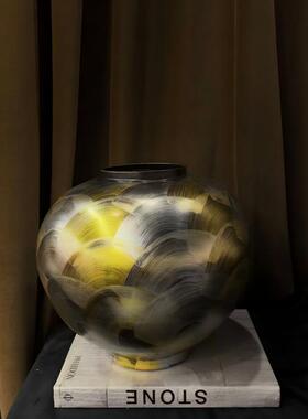 中古风复古风高温陶瓷手绘原创花器摆件样板间售楼处高端陶瓷花瓶