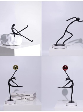 现代轻奢极简运动金属人物摆件样板间柜子台面芭蕾舞女孩五金摆设