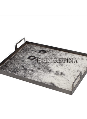 现代简约不锈钢异形马毛创意托盘样板间茶几不锈钢纸巾盒索拉玛纸