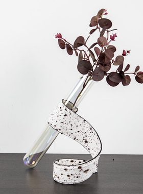 皮革现代简约客厅几何花器