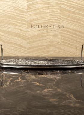 现代轻奢简约不锈钢天然马毛卫浴组合摆件样板间卫生间托盘装饰品