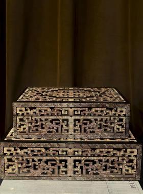 中古风复古风高级烤漆首饰盒装饰品摆设样板间少众漆器收纳盒摆设