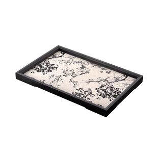 中古风新中式木质几何托盘摆件样板间售楼处复古风收纳盘装饰品