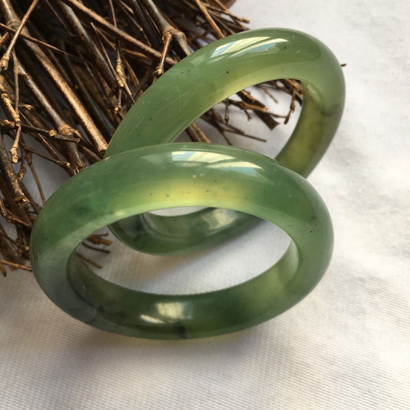 天然正品岫玉手镯老坑料深绿色玉石镯子水墨甲翠女款玉镯子