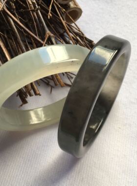 天然正品岫玉手镯水墨飘花韩版方镯岫岩玉水墨丹青镯子韩版手镯