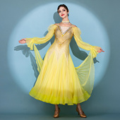 宫廷香槟 高奢订制摩登舞演出服S7117国标舞表演华尔兹比赛服